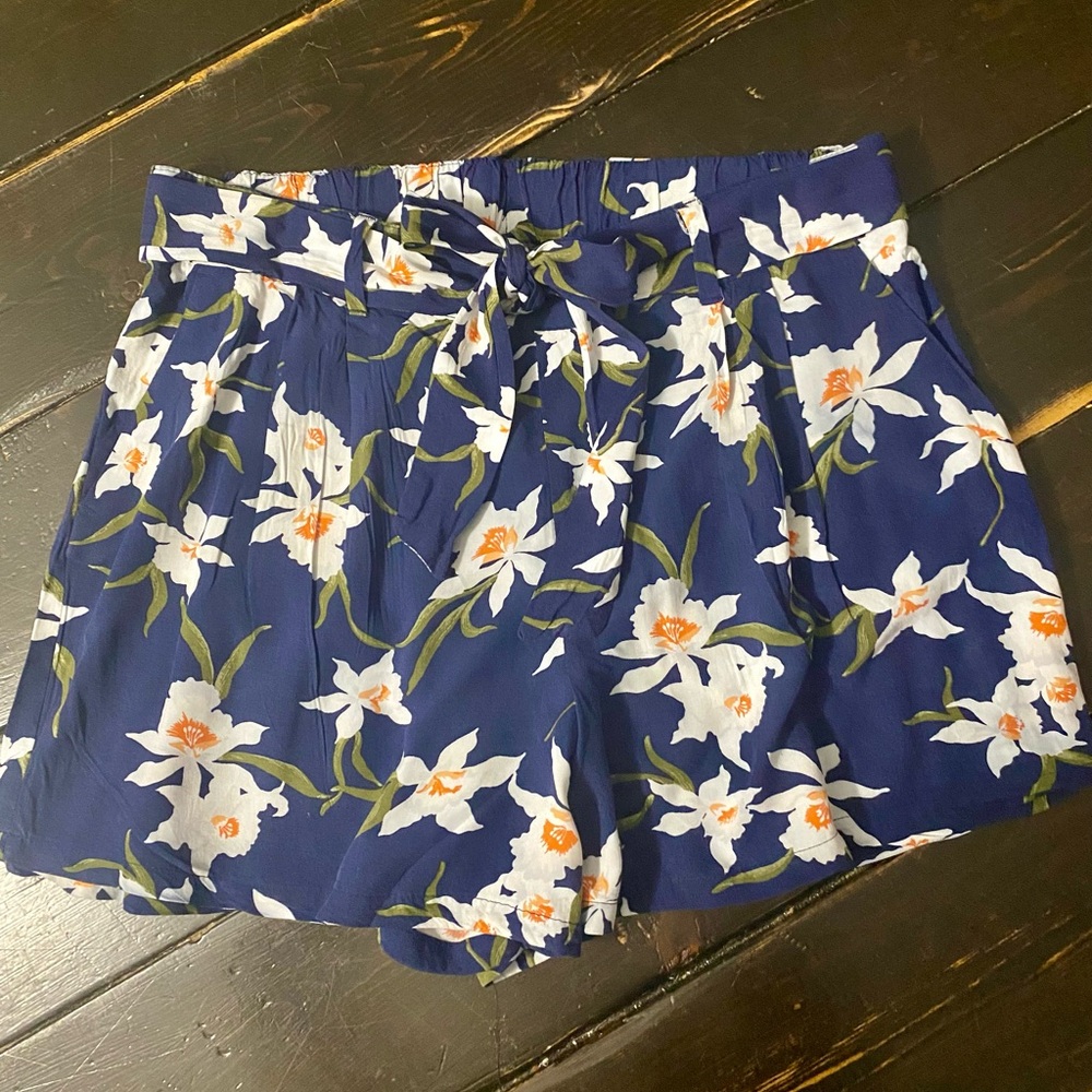 Old Navy High Waist Blue and White Floral Shorts